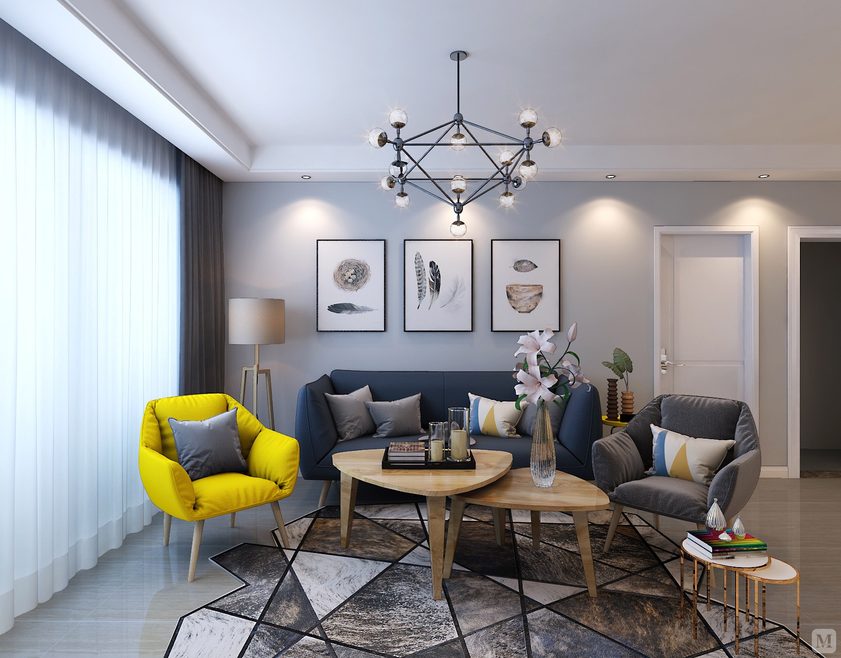 简约客厅背景墙装修效果图-红星美凯龙家装效果图