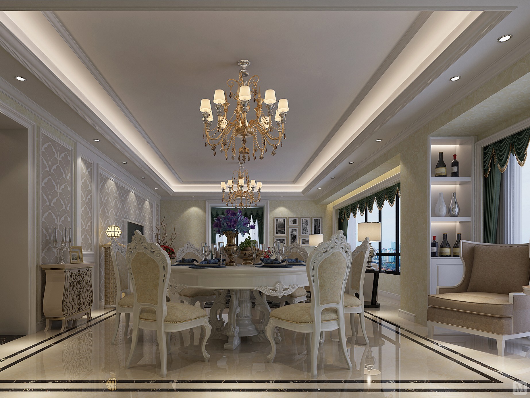 简欧餐厅背景墙装修效果图