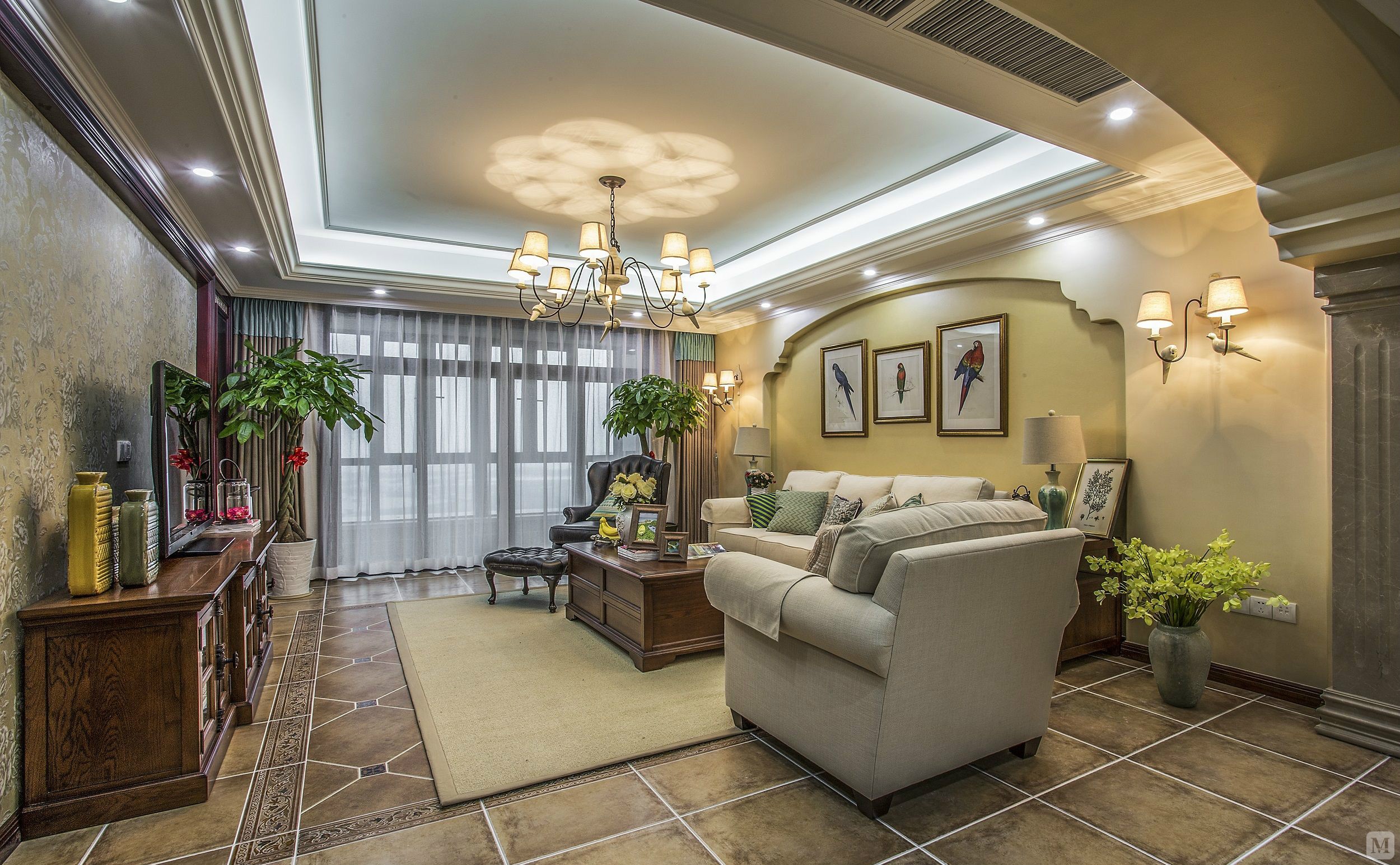 3万99㎡美式三房装修冷静中彰显生活热情家居