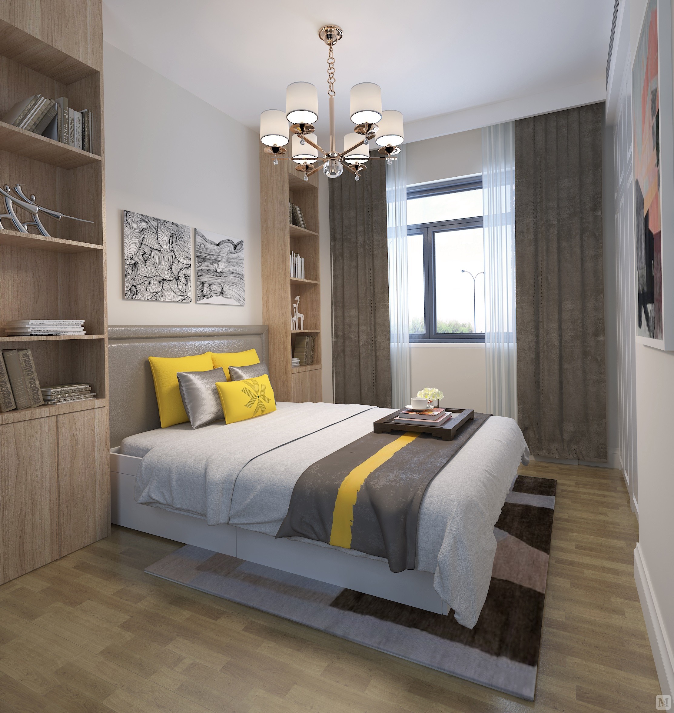 7万92㎡简约四房装修水岸花园小户型居室