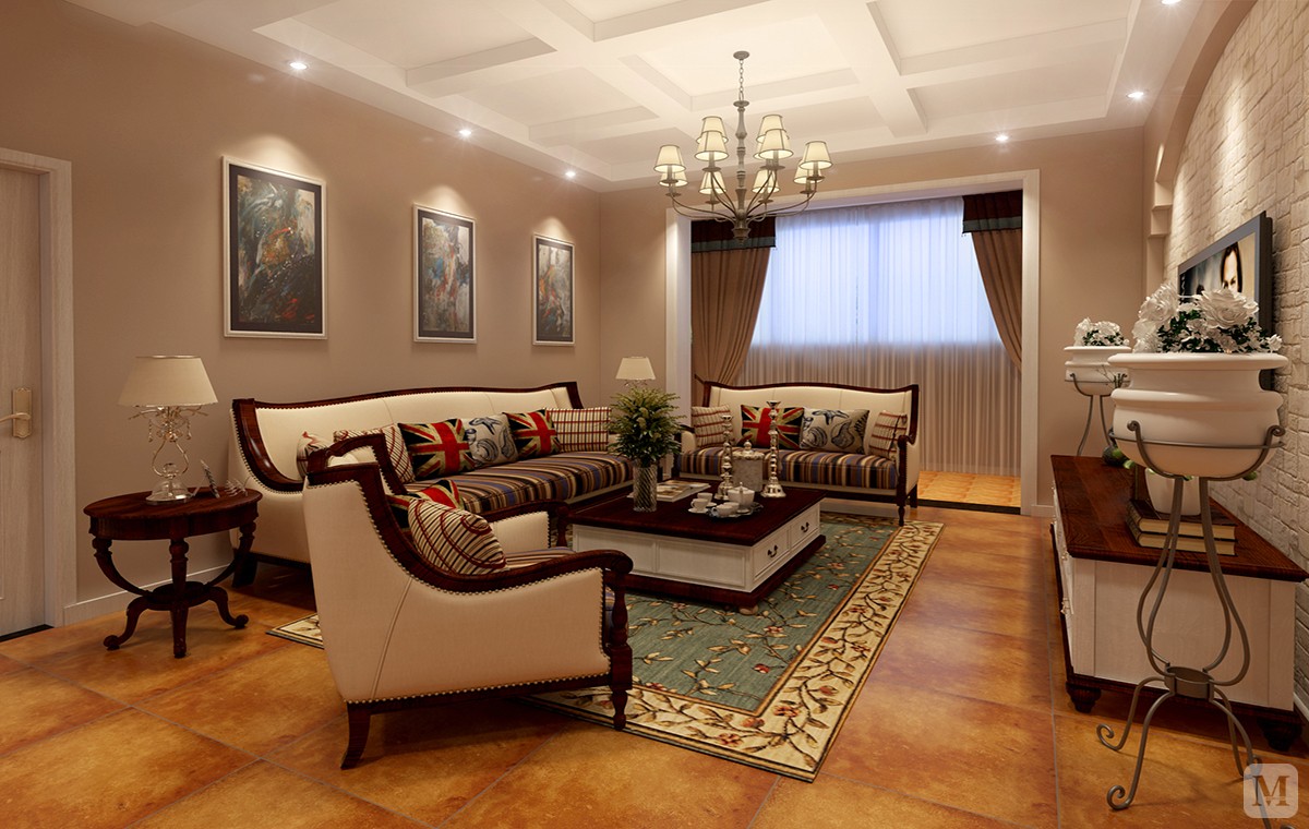 美式客厅沙发装修效果图