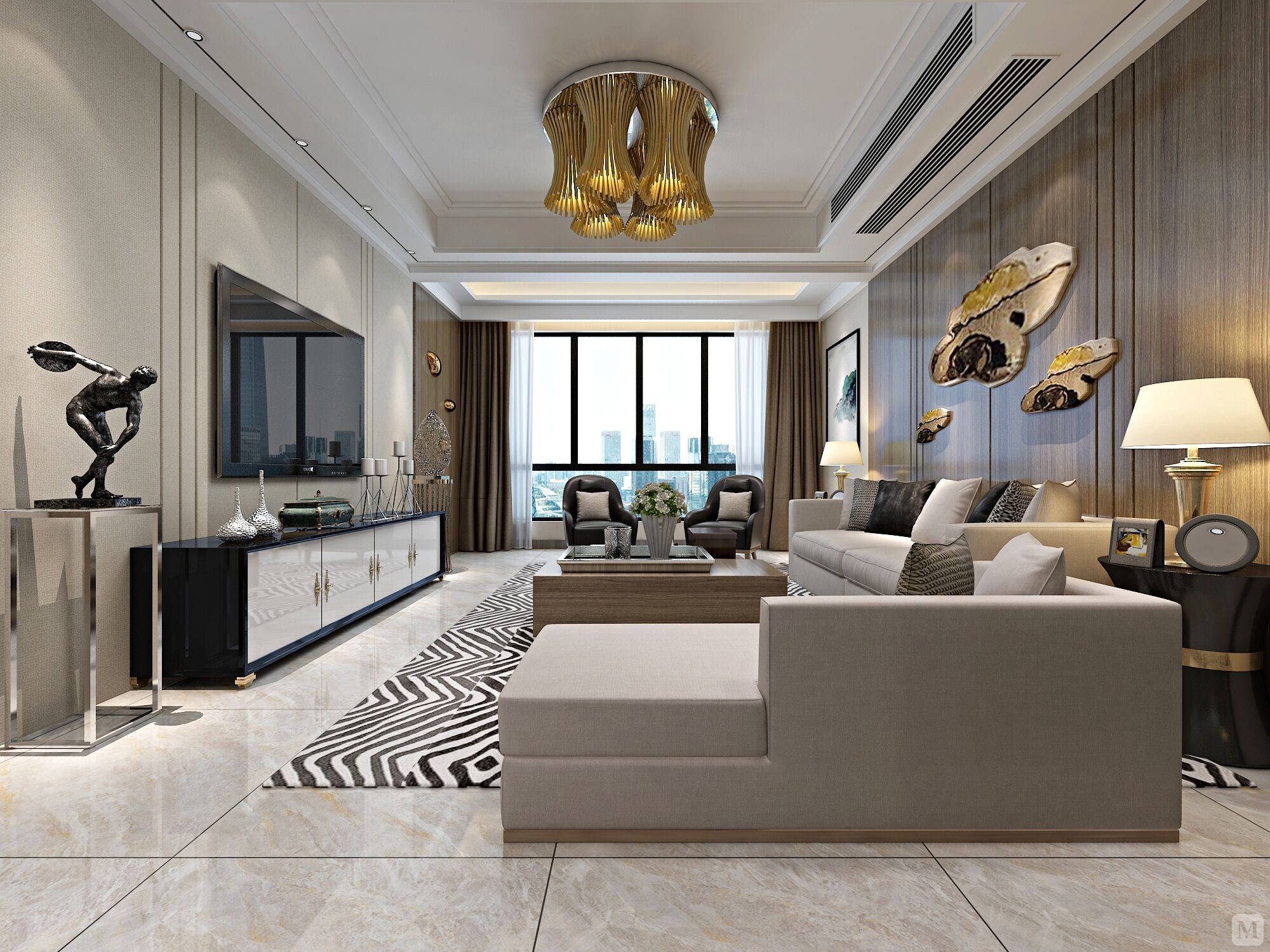 29.0万160㎡简约四房装修叶与城现代简约风格装饰