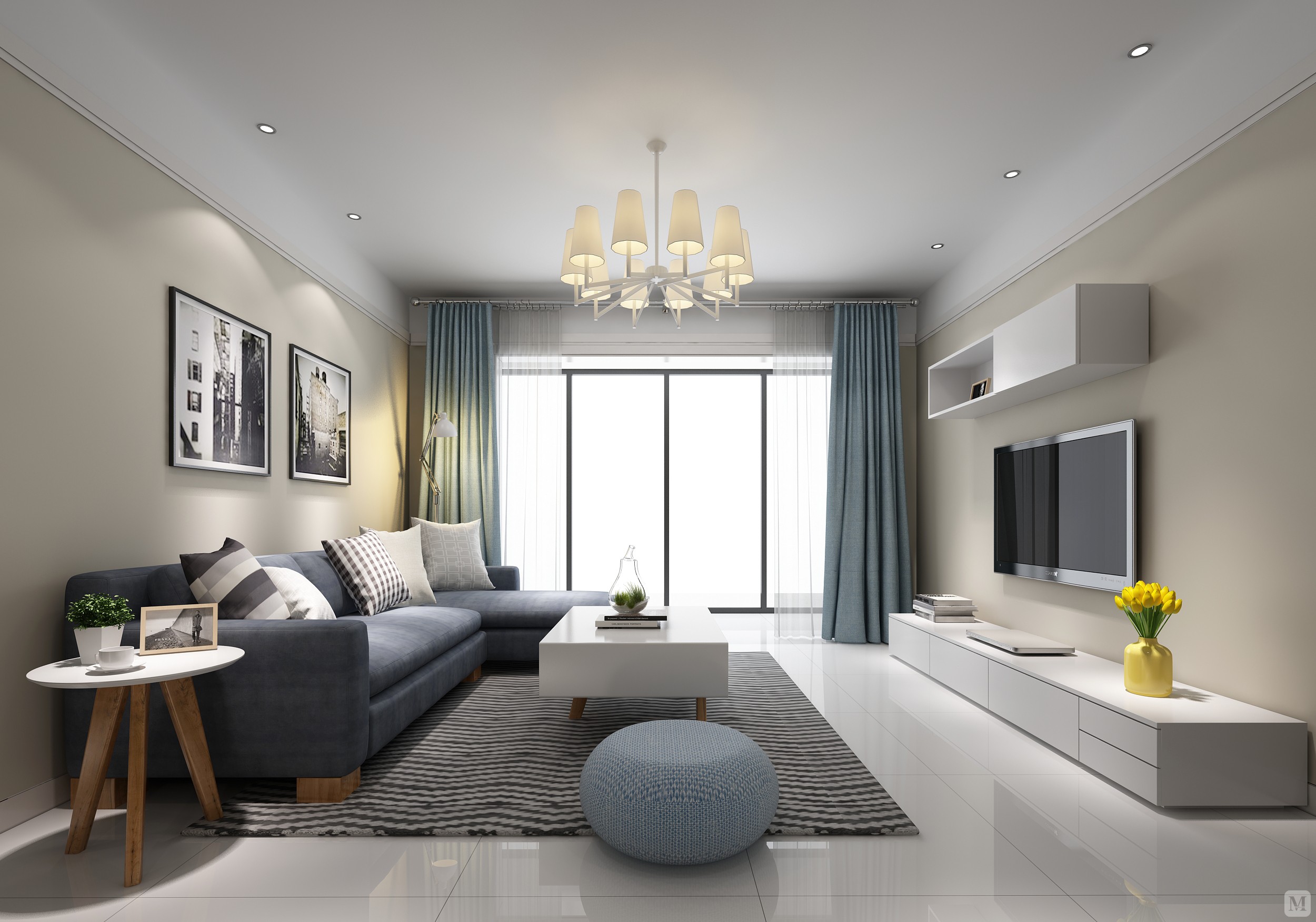 简约客厅窗帘装修效果图-红星美凯龙家装效果图