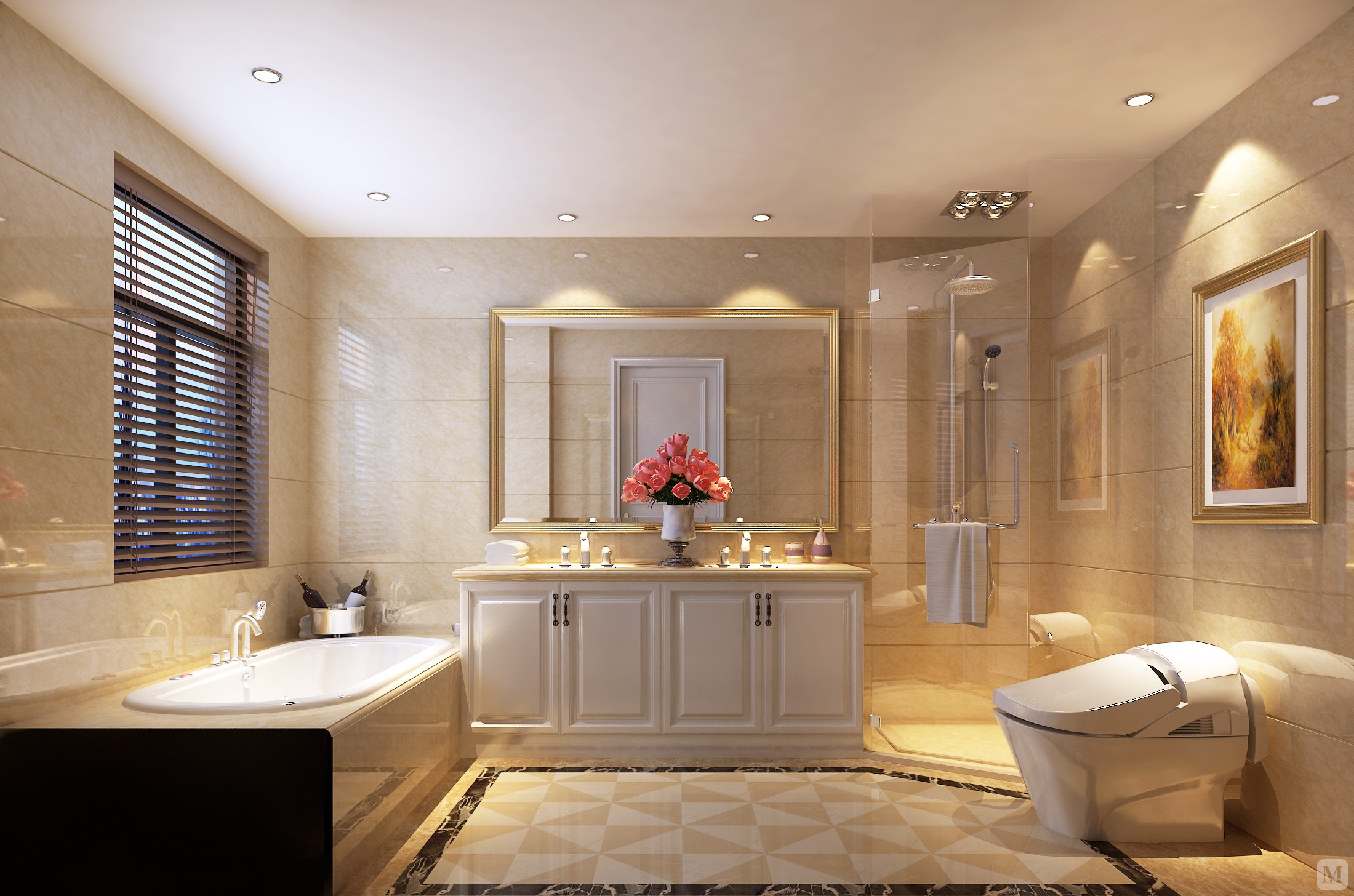 简欧卫生间浴缸装修效果图-红星美凯龙家装效果图