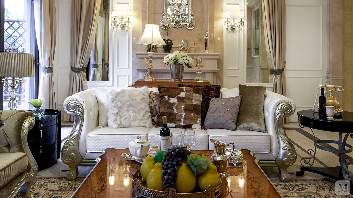 本案例它的设计风格其实是经过改良的古典欧式主义风格.