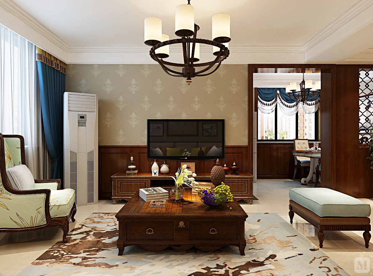 25.8万125㎡美式三房装修简约古典美式风格装修案例