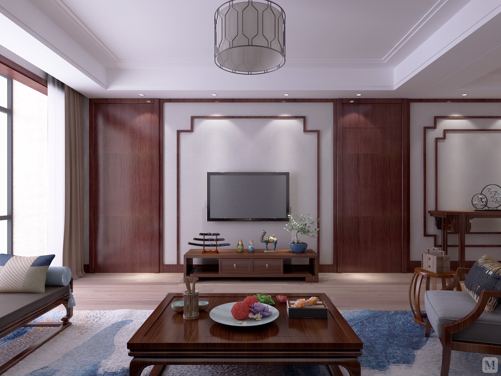 中式客厅背景墙装修效果图