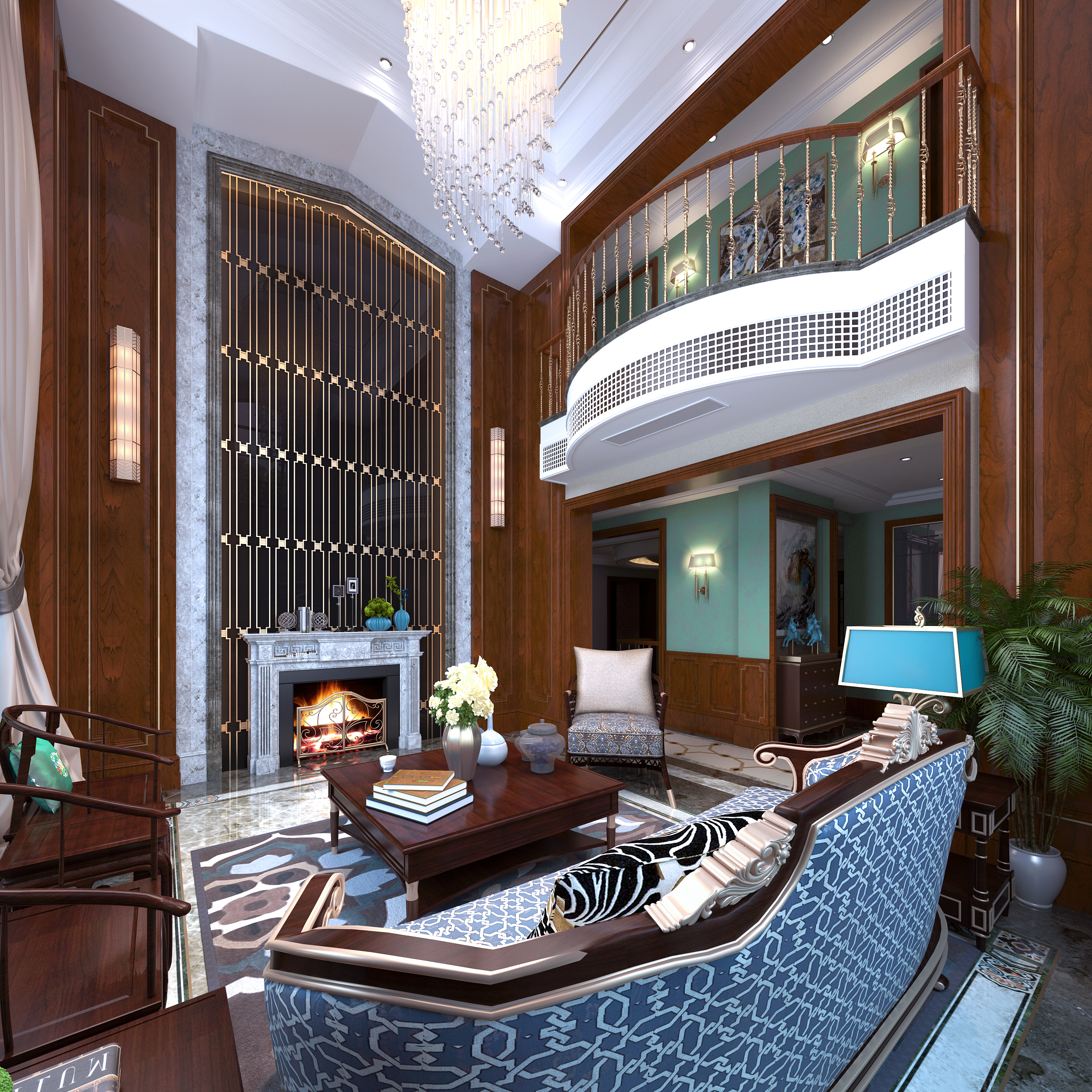 中西结合别墅中式装修案例-红星美凯龙设计机构案例网