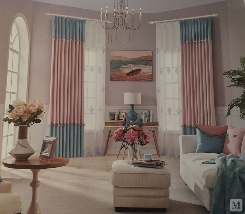 兰芝 窗帘 珊瑚粉搭配水蓝色,让你