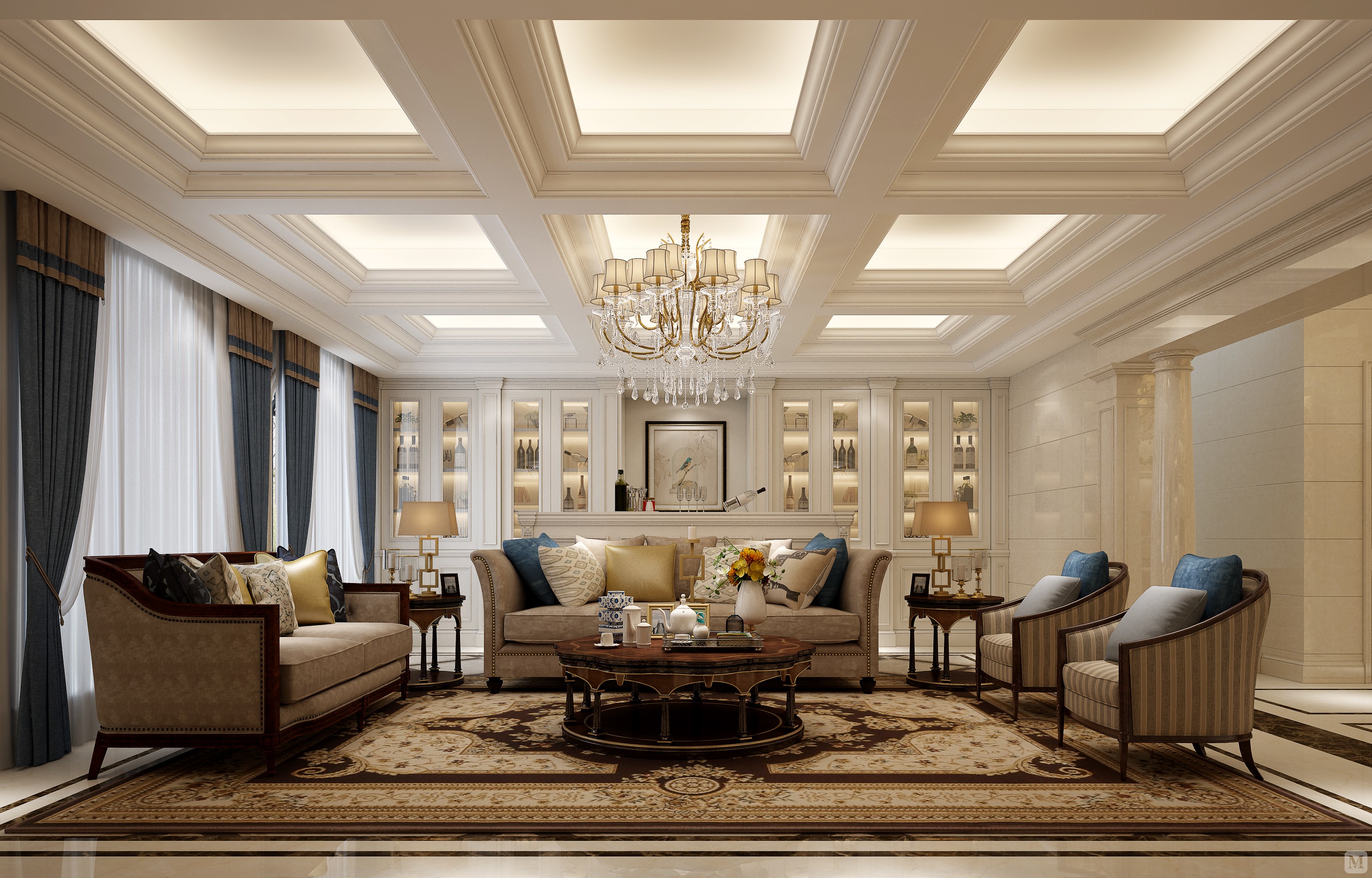 7万460㎡简欧别墅装修金大元460㎡-欧式风格