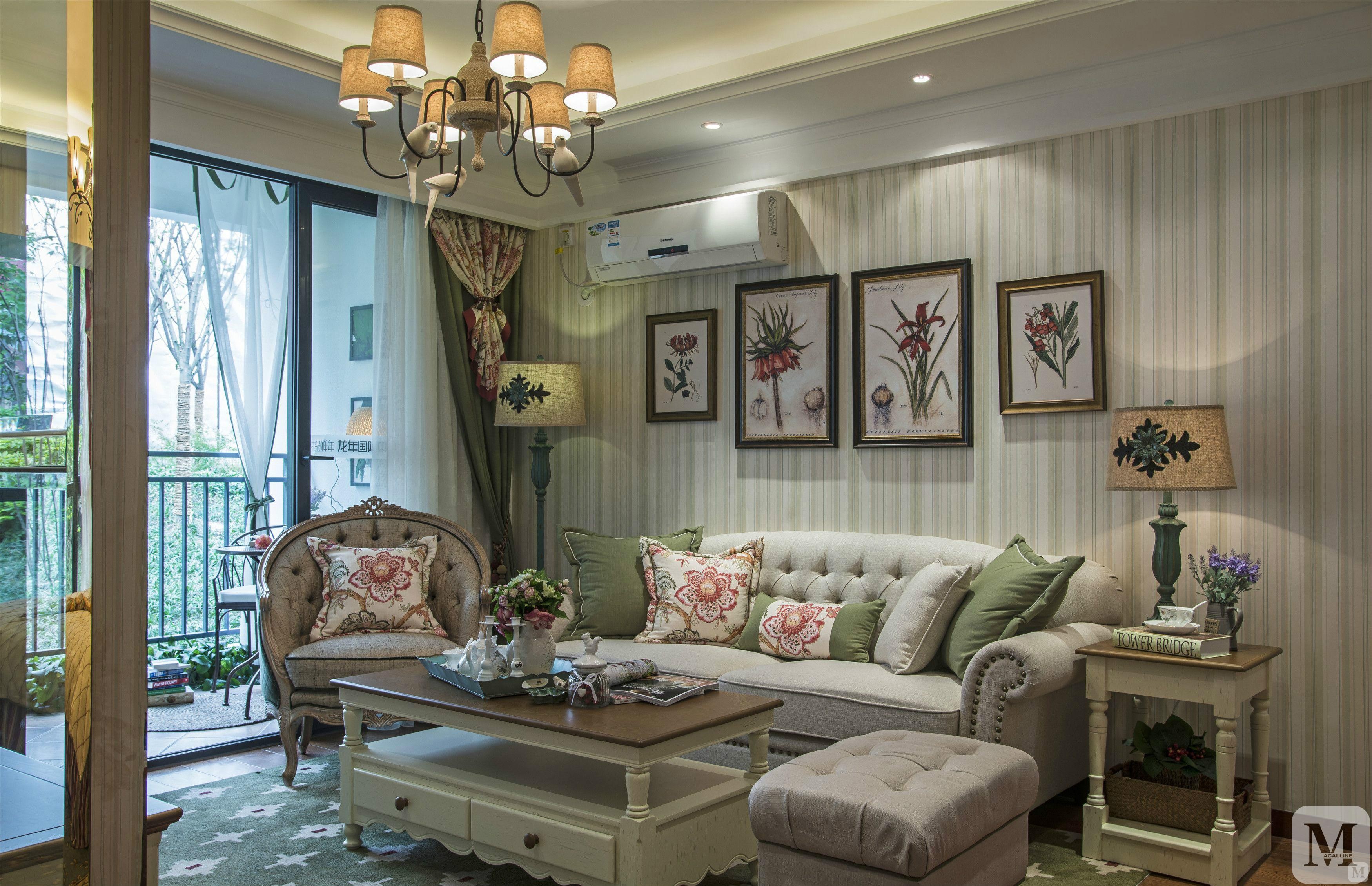 田园客厅窗帘装修效果图