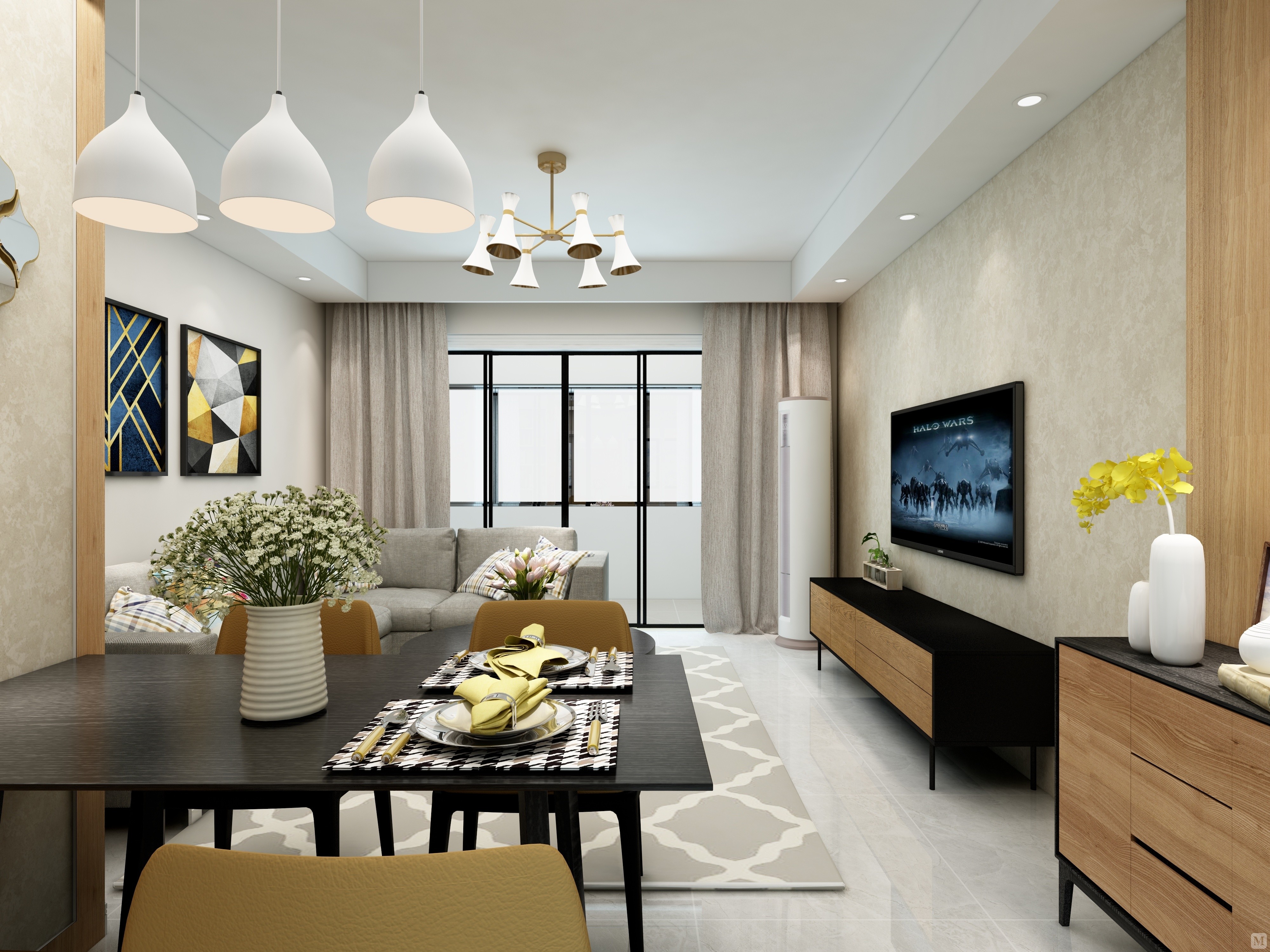 7万125㎡简约三房装修阳光天地 现代简约-红星美凯龙家装效果图