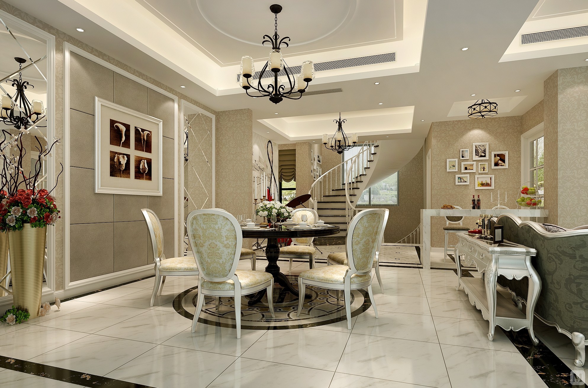 简欧餐厅吊顶装修效果图 温馨而实用