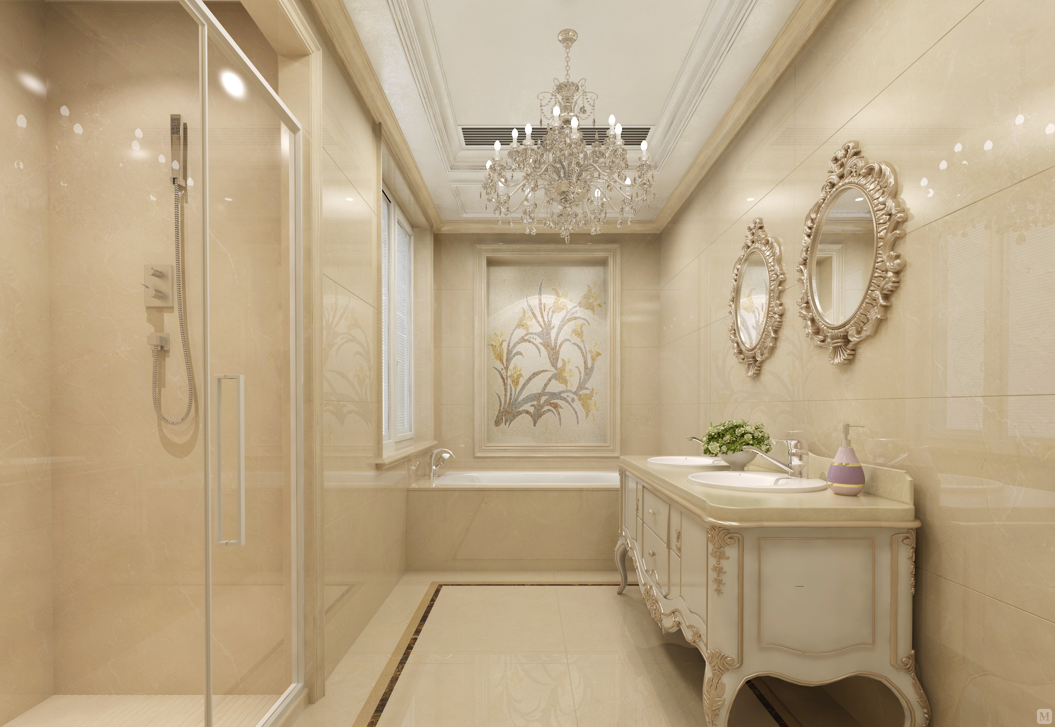 简欧卫生间储物柜装修效果图