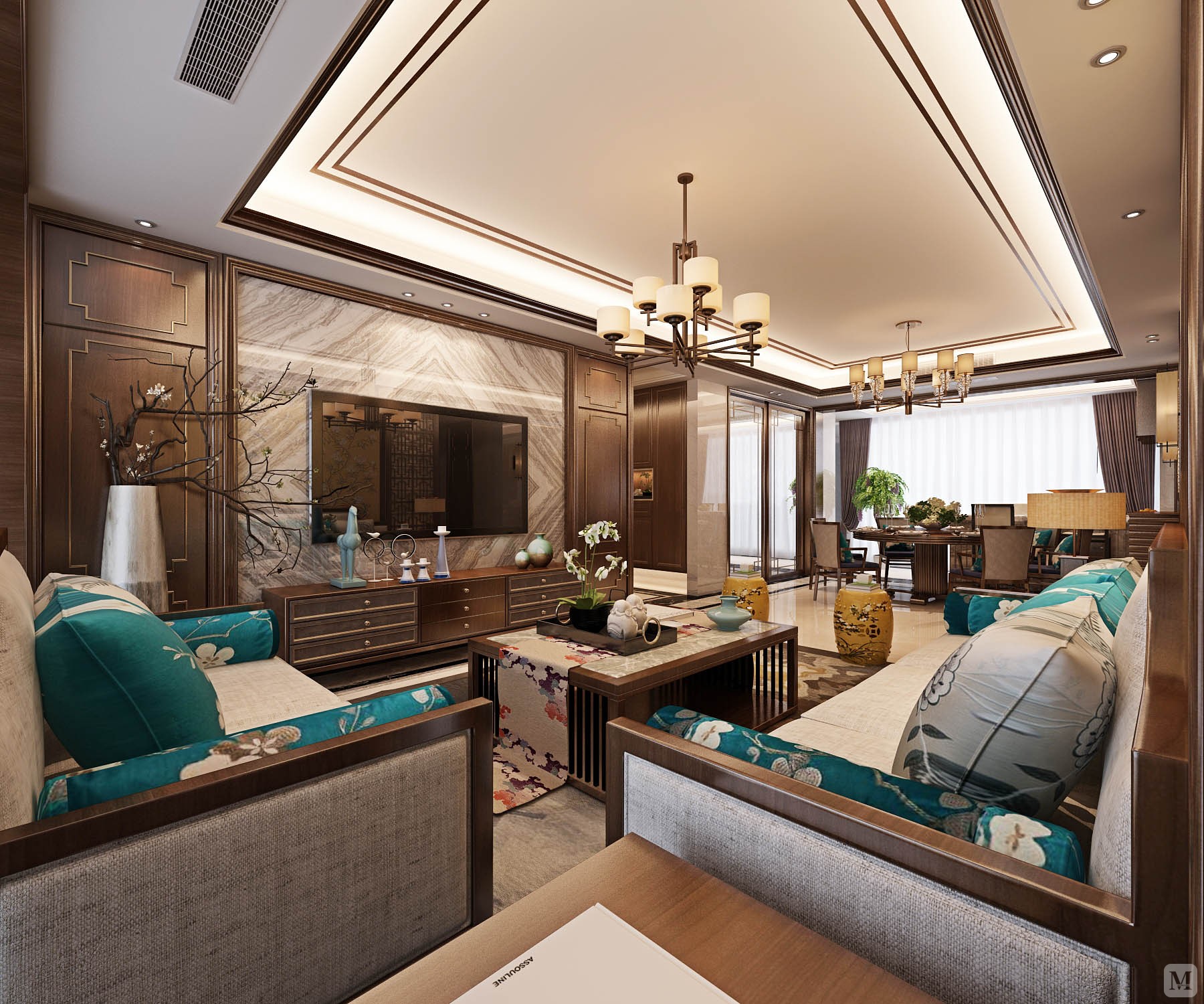 9万140㎡中式四房装修--中式韵味