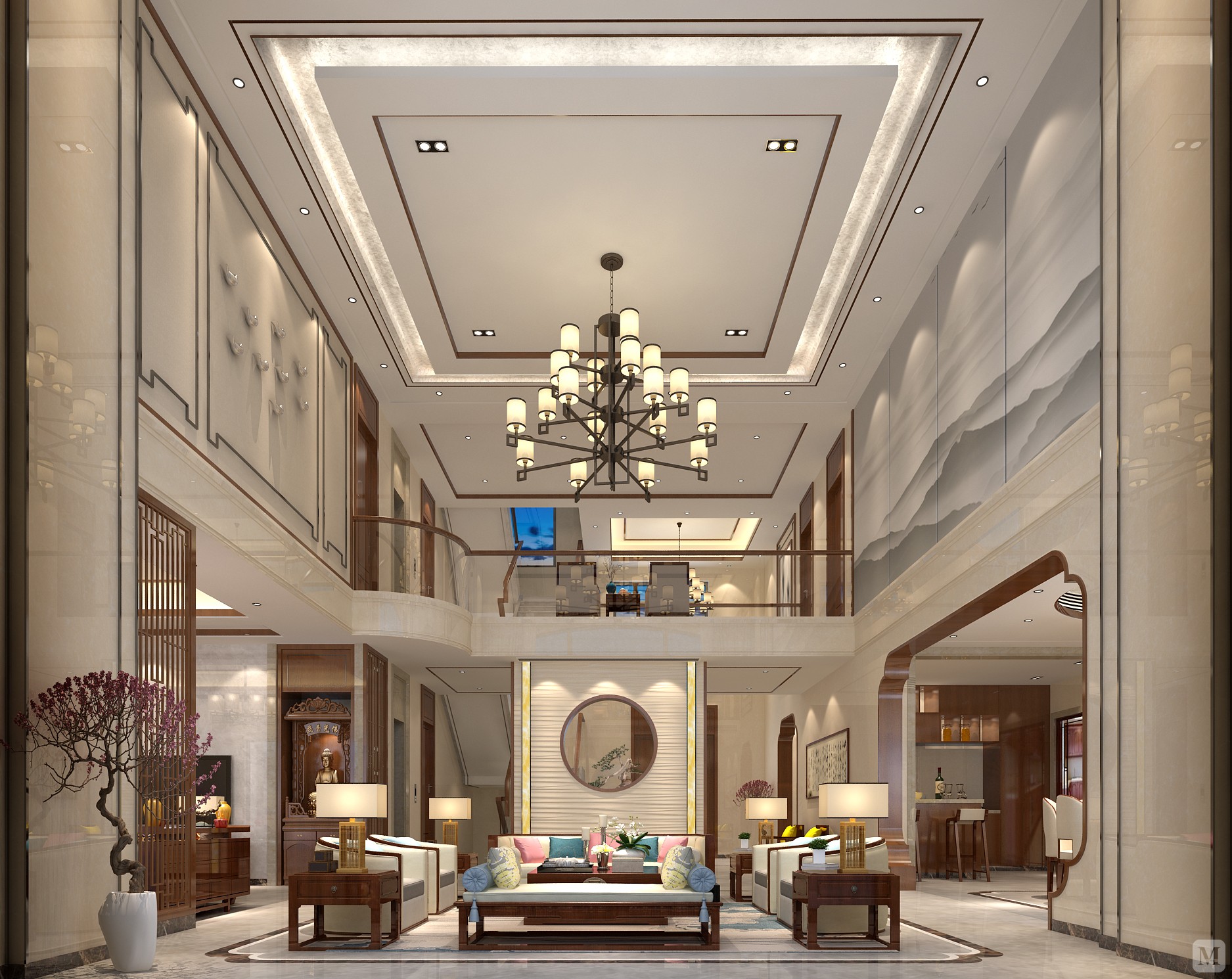 7万750㎡中式别墅装修海逸豪庭御翠湖畔中国风