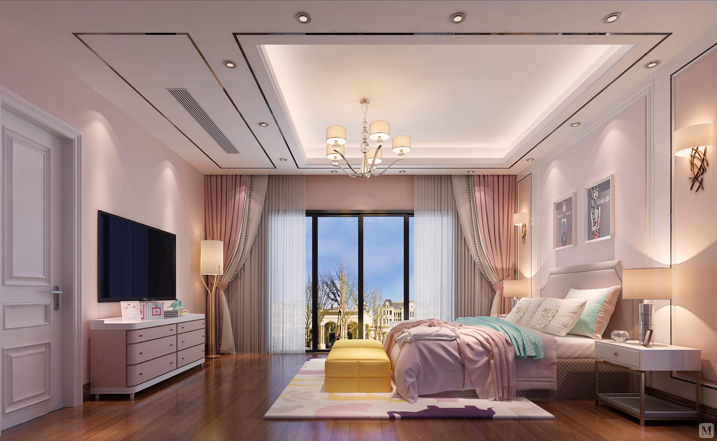 其内部空间布置,如客厅,餐厅,卧室,书房等完全体现现代生活要求.