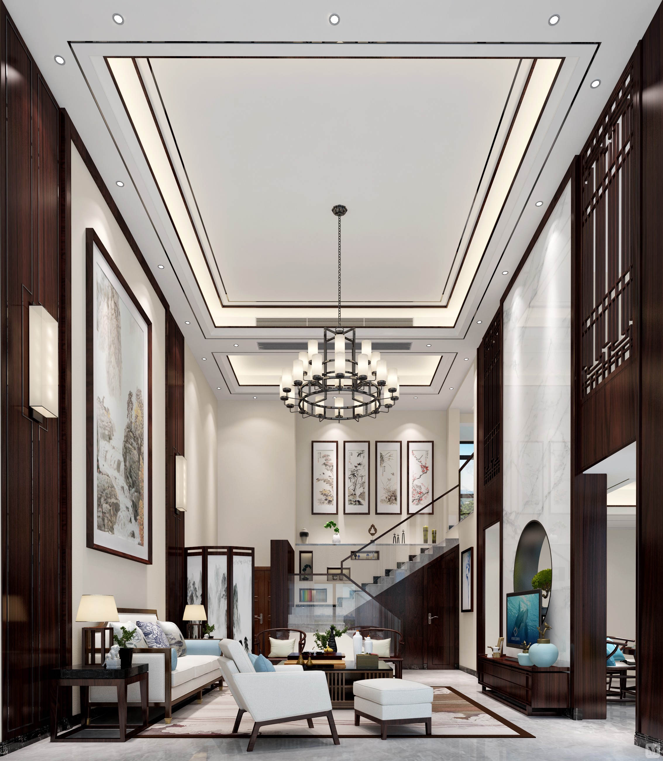 中式客厅背景墙装修效果图