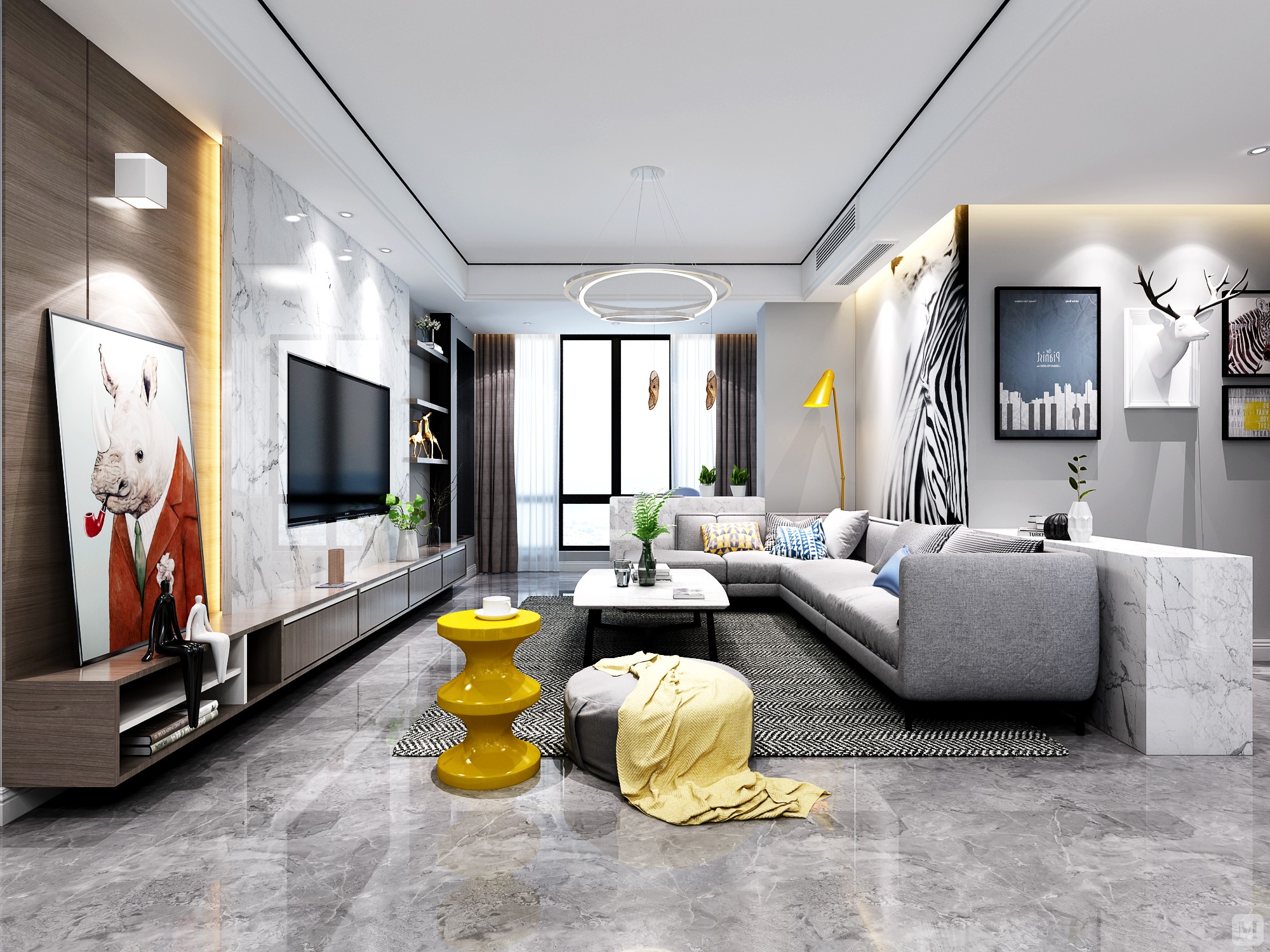 2万128㎡简约四房装修三福龙景 4室2厅 128平-红星美凯龙家装效果图