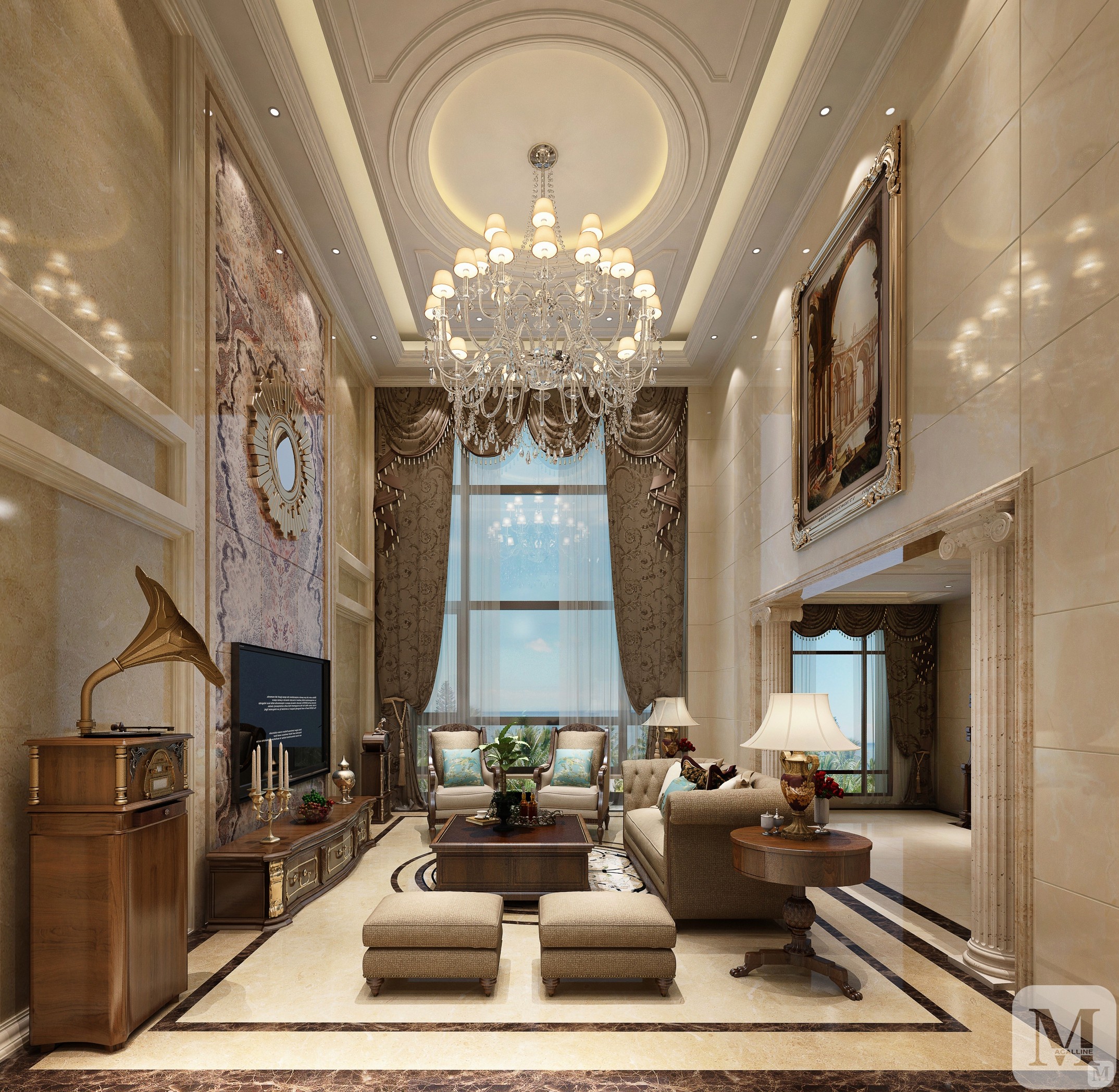 5万251㎡简约别墅装修棕榈园 古典欧式