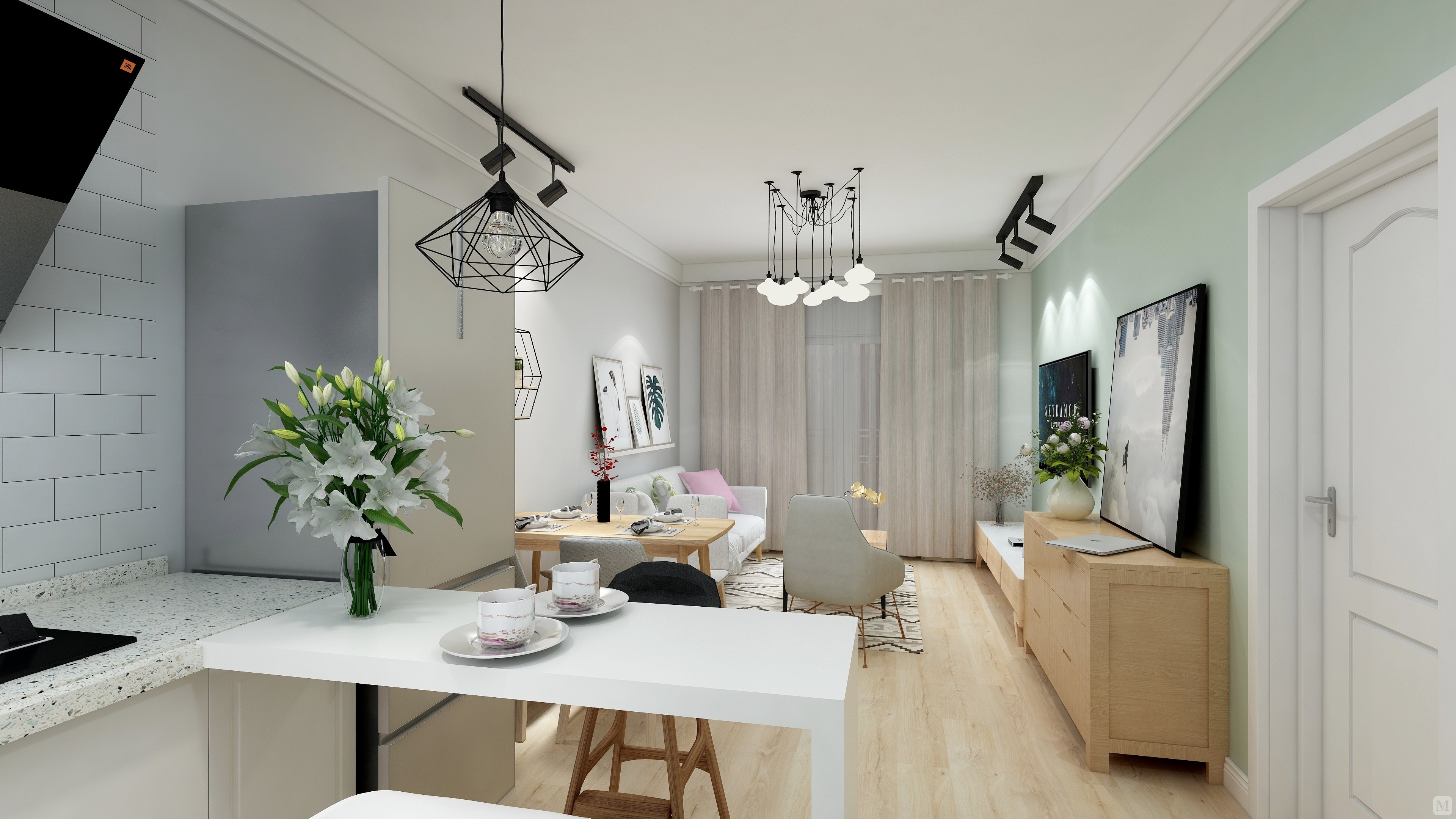 北欧 #现代 #客厅 #吊顶 #屏风 #灯具 #简约 设计咨询 留下您的邢息