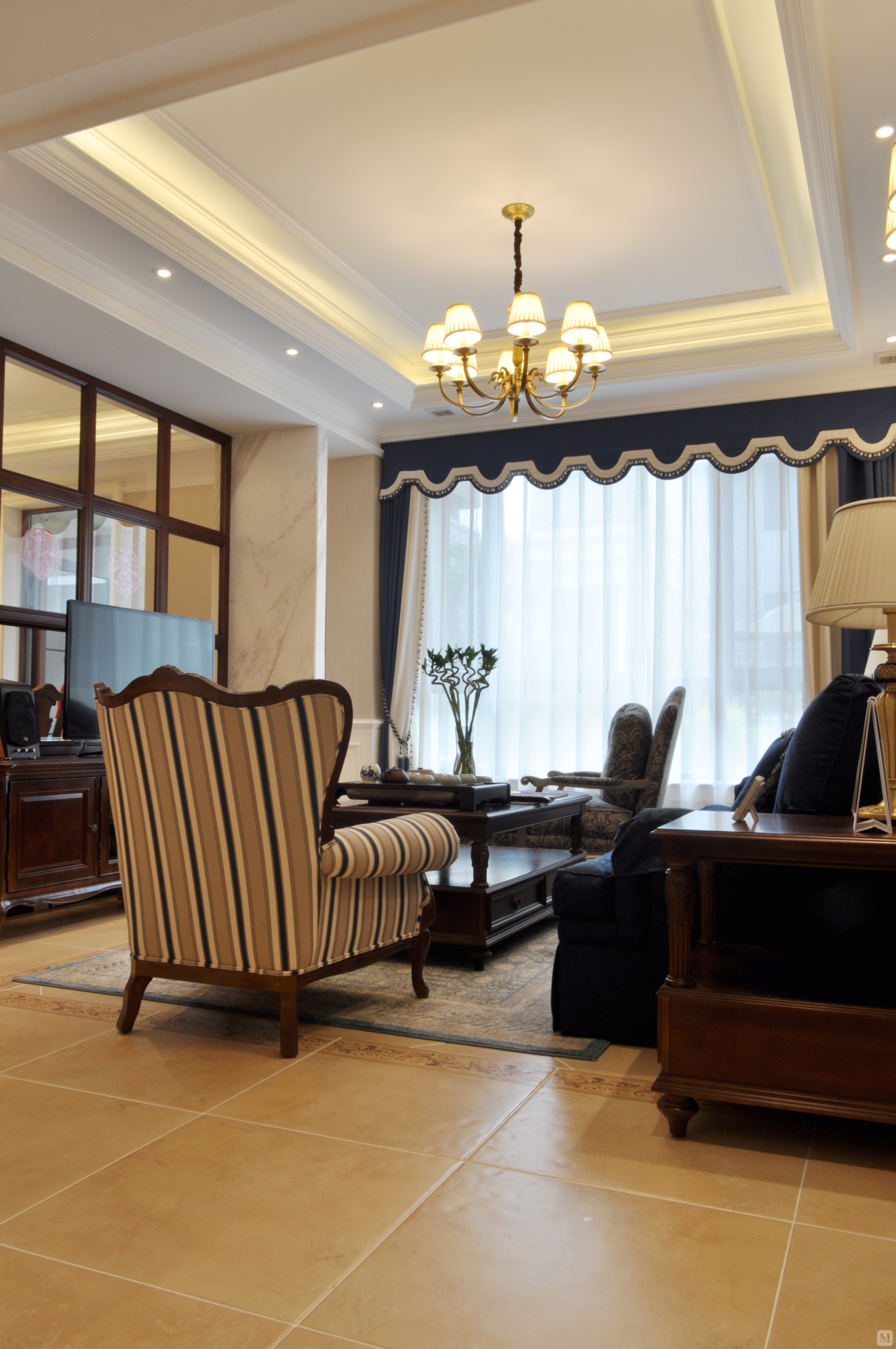 美式客厅窗帘装修效果图