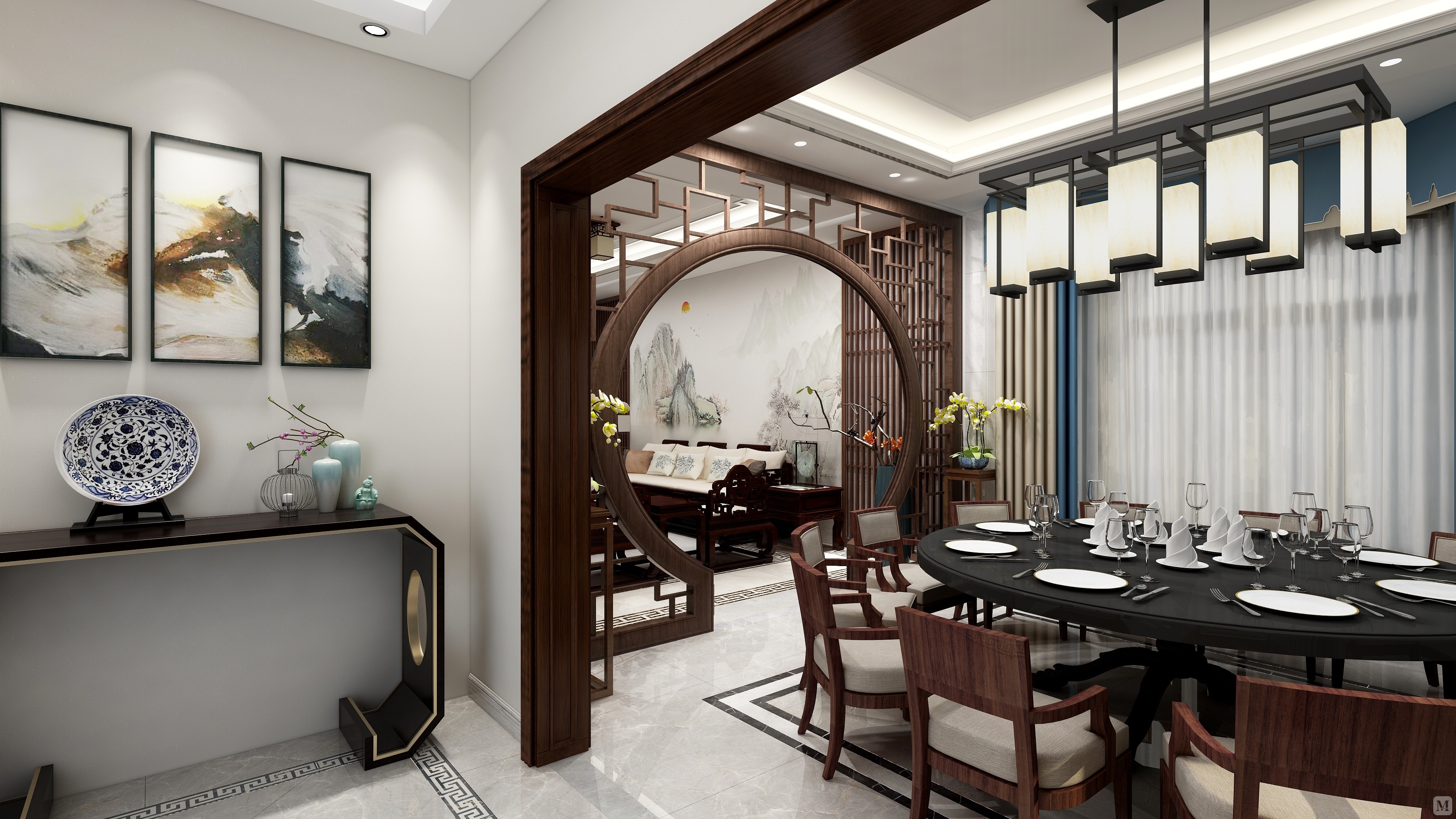 2万200㎡中式别墅装修龙旺康桥丹提