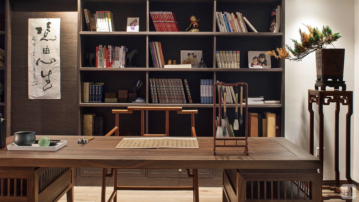 中式书房窗帘装修效果图