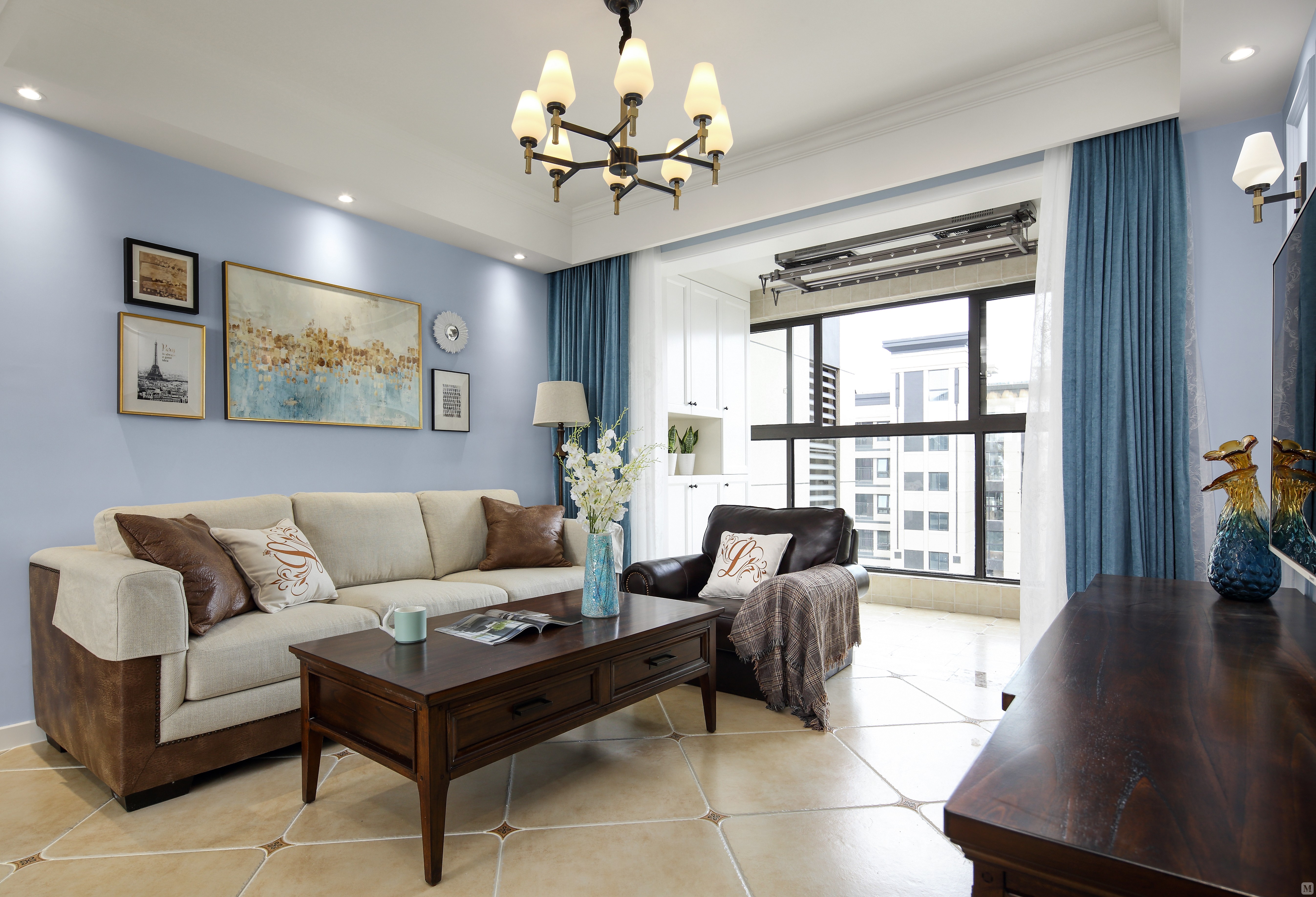 美式客厅窗帘装修效果图