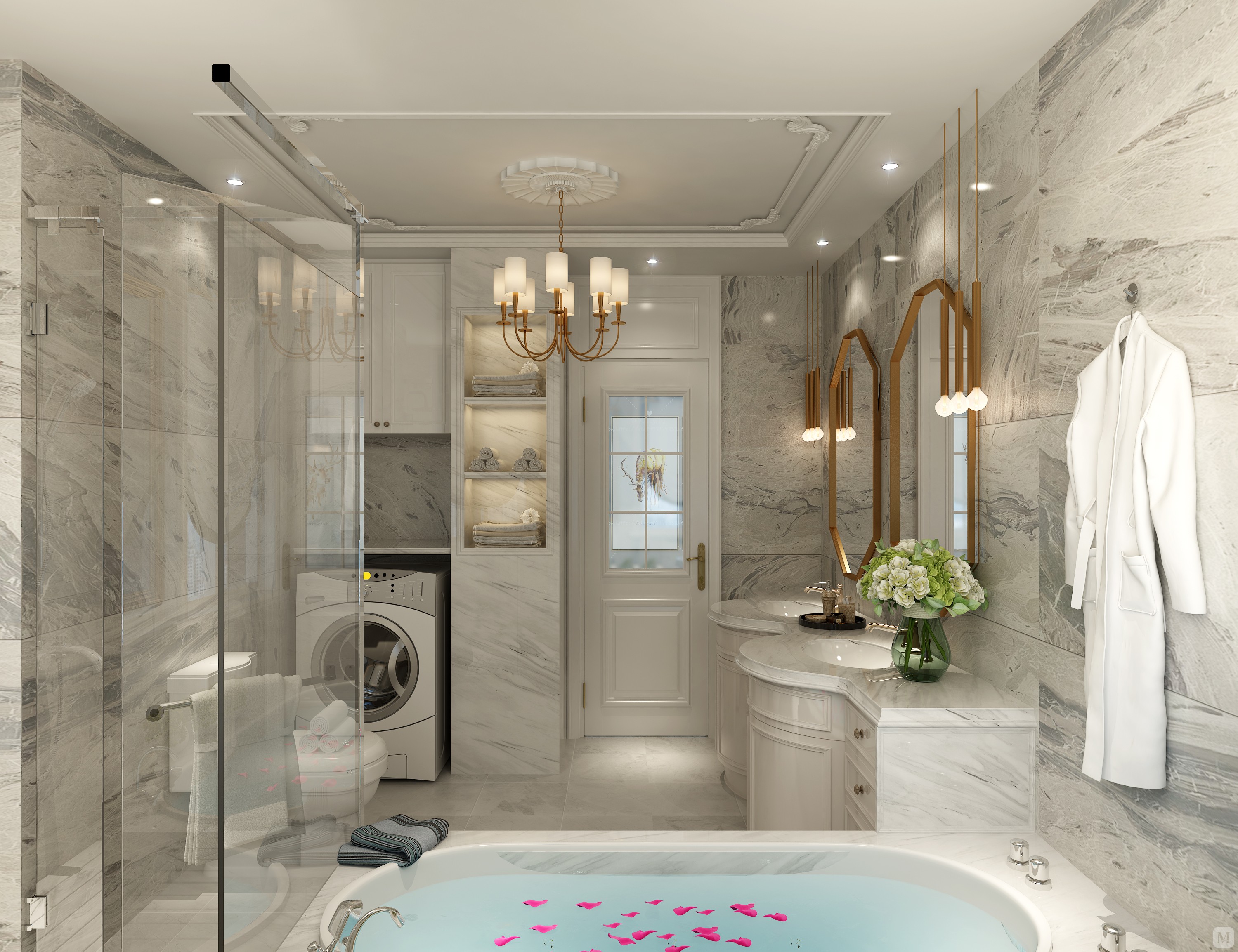 美式卫生间浴缸装修效果图