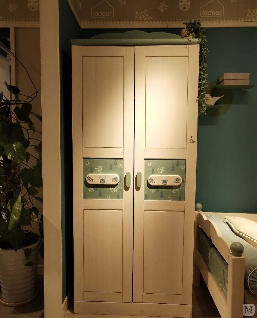 启智 两门衣柜 北欧风格纯实木二门衣柜 QW02G2-M2