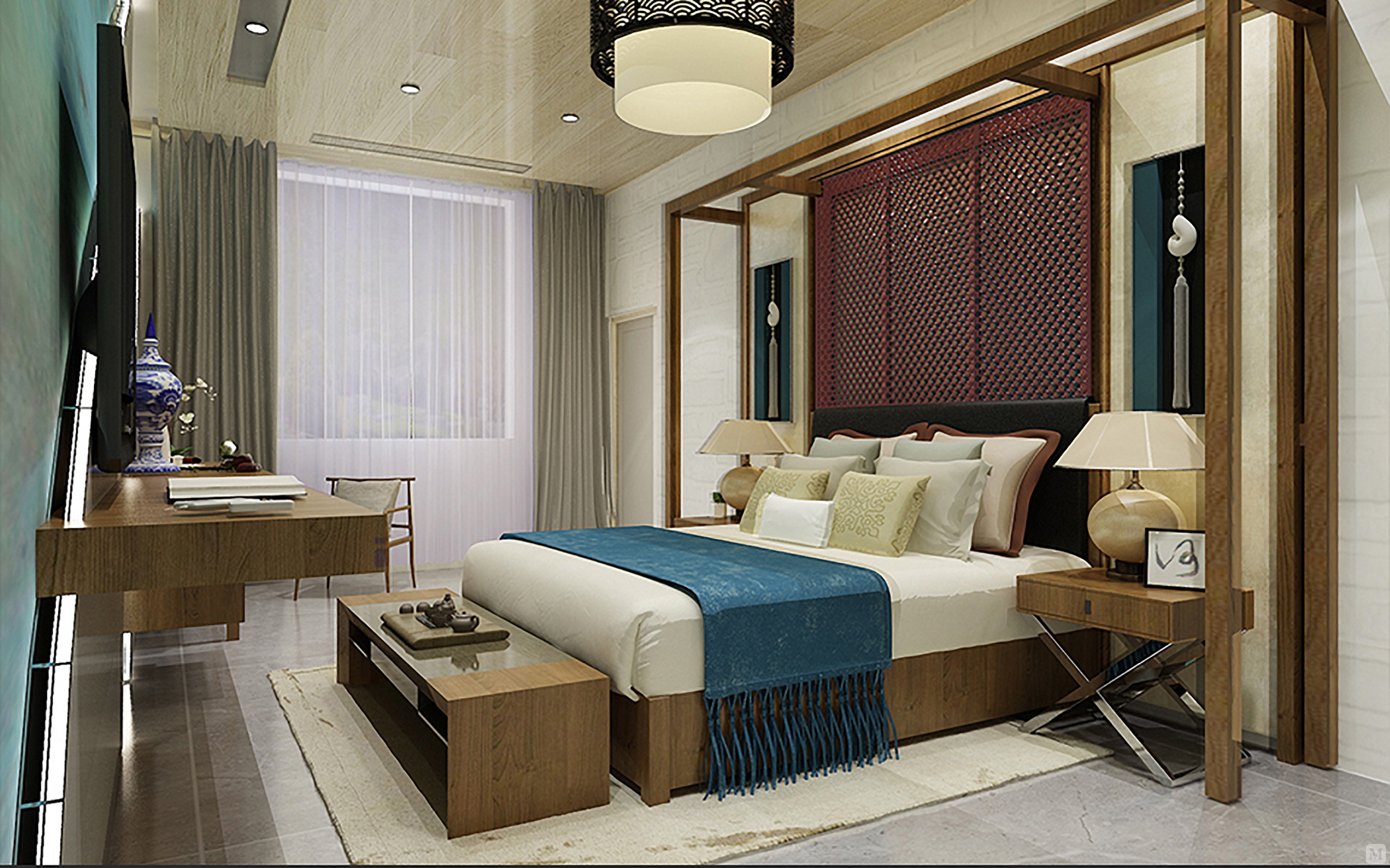 8万120㎡中式三房装修会所