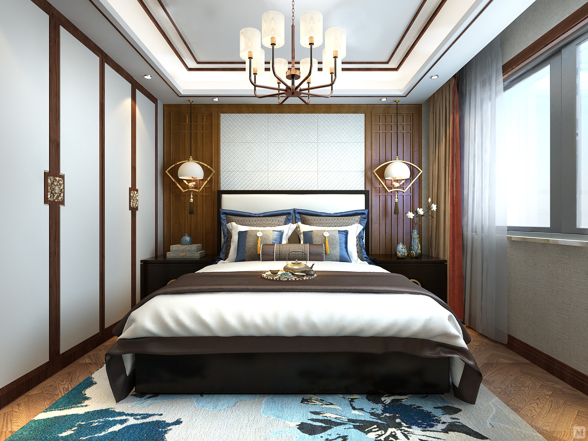 34.6万168㎡中式四房装修中国风