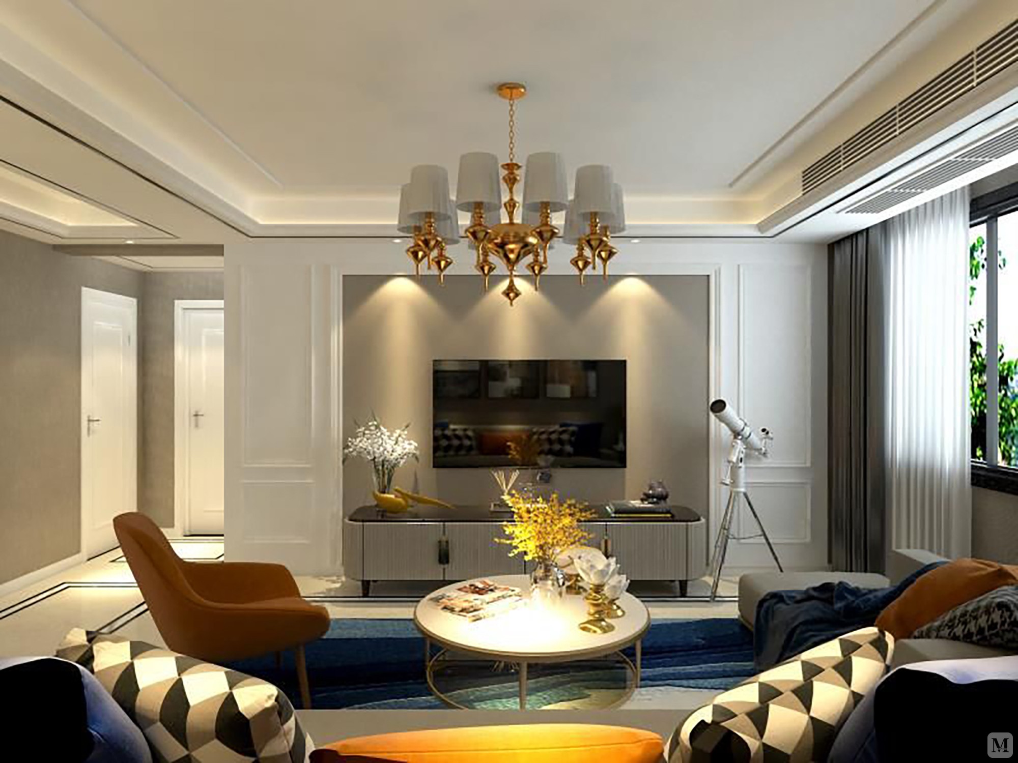 24.0万132㎡简约三房装修轻奢风